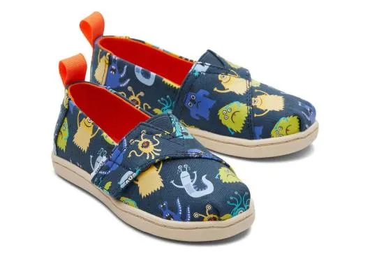 Kids KidsTiny Alpargata Blue Monsters Toddler Shoe Indigo Glow TOMS Alpargatas