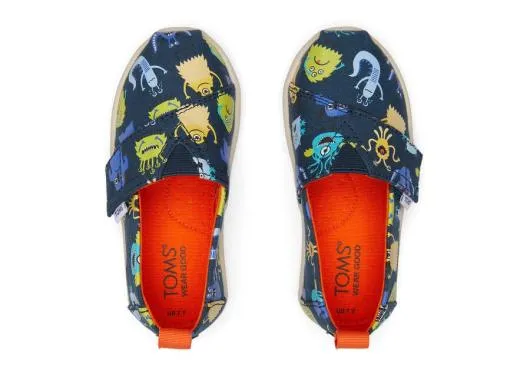 Kids KidsTiny Alpargata Blue Monsters Toddler Shoe Indigo Glow TOMS Alpargatas