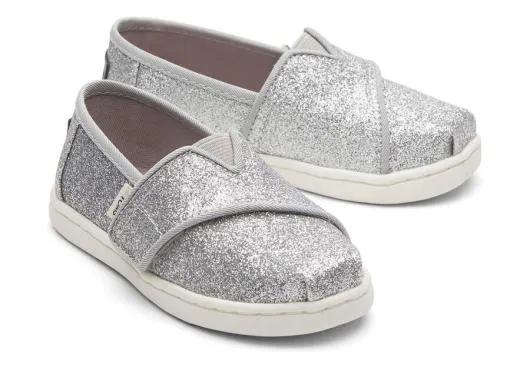 Kids KidsTiny Alpargata Silver Glitter Toddler Shoe Silver Iridescent TOMS Alpargatas