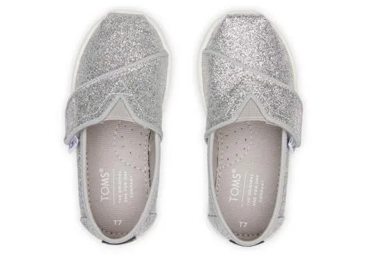 Kids KidsTiny Alpargata Silver Glitter Toddler Shoe Silver Iridescent TOMS Alpargatas
