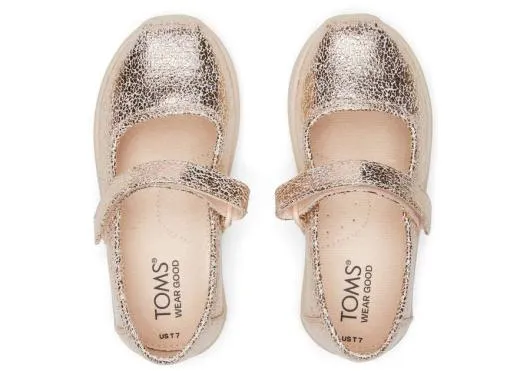 Kids KidsTiny Mary Jane Gold Foil Toddler Shoe Gold Foil TOMS Slip Ons