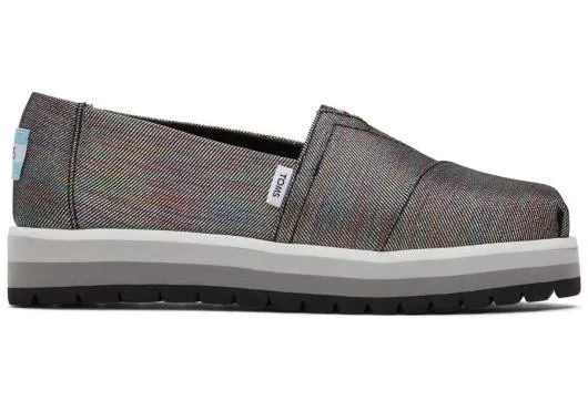 Kids KidsYouth Alp Platform Black Glimmer Kids Shoe Black Glimmer TOMS Alpargatas
