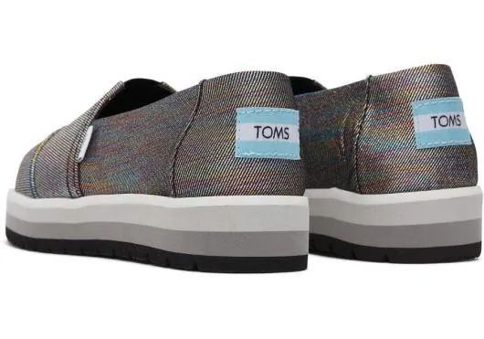 Kids KidsYouth Alp Platform Black Glimmer Kids Shoe Black Glimmer TOMS Alpargatas