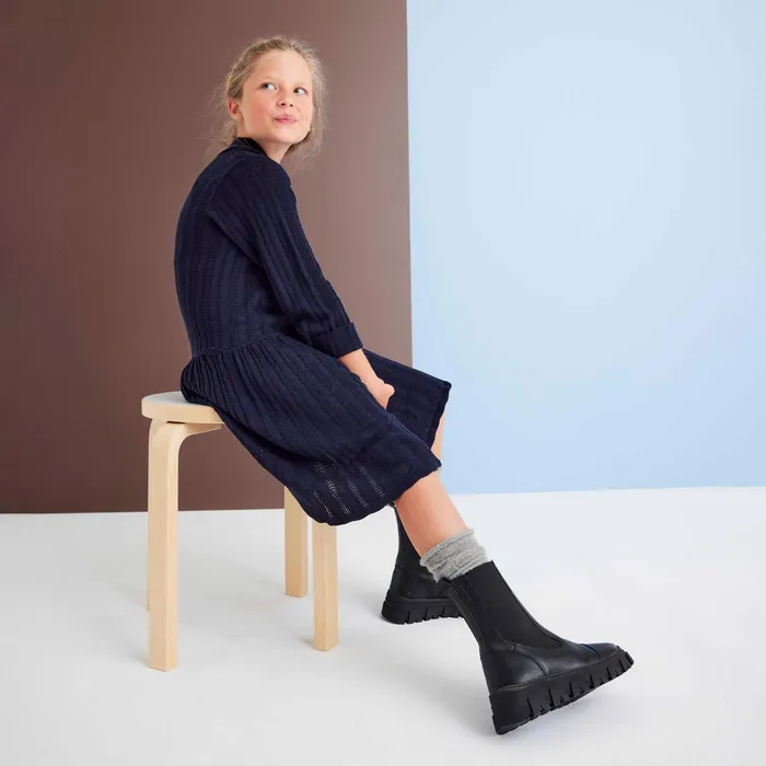 KIDS nilla lamb noir Black Boots bisgaardshoes