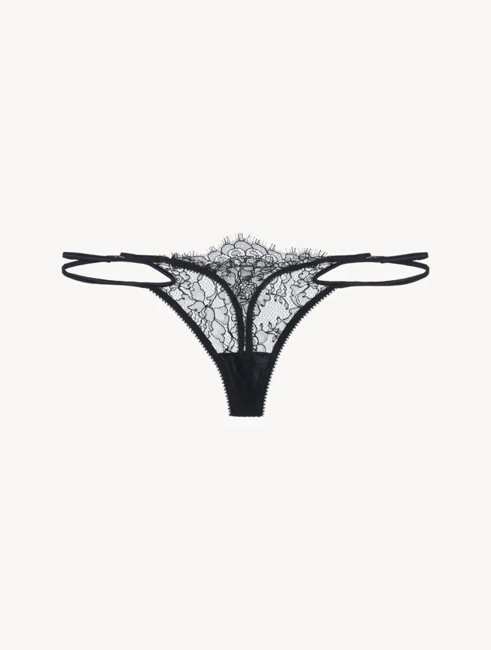 Lace Thong In Black Lingerie La Perla G String and Thong
