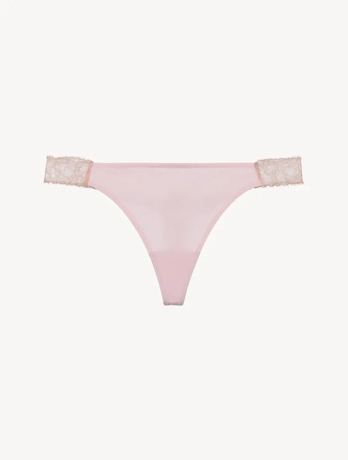 Lace Thong In Powder Pink And Sand Lingerie La Perla G String and Thong