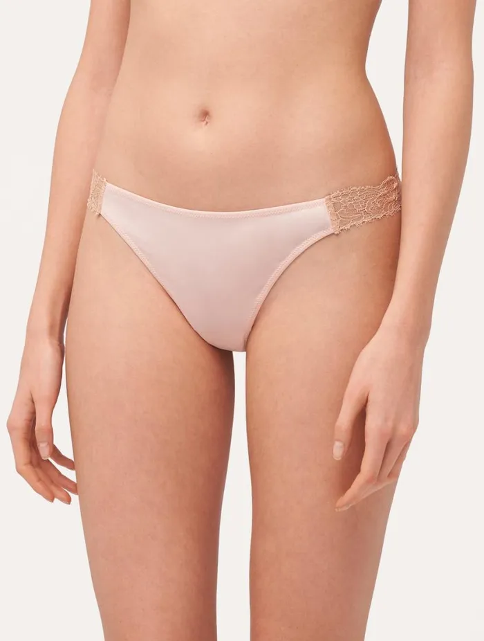 Lace Thong In Powder Pink And Sand Lingerie La Perla G String and Thong