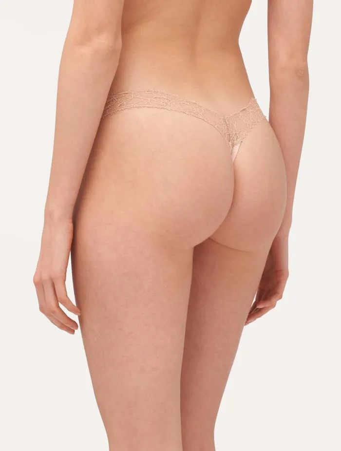 Lace Thong In Powder Pink And Sand Lingerie La Perla G String and Thong