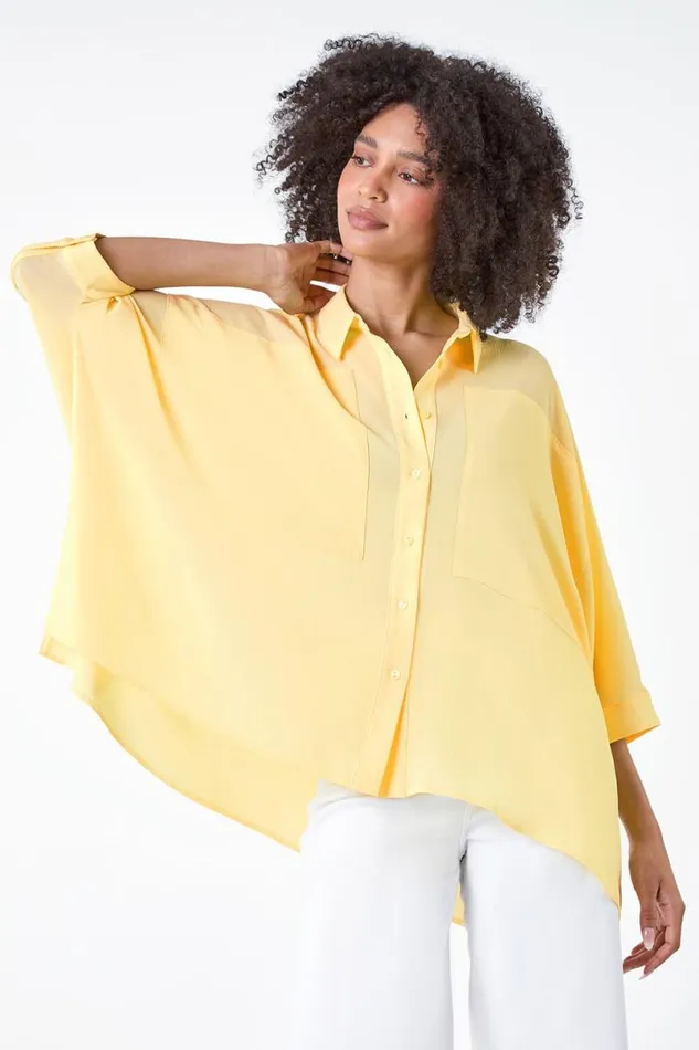 Lemon Relaxed Smart Stretch Shirt Women Roman Tops