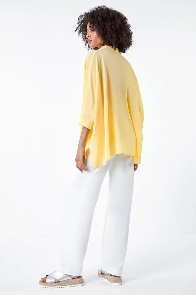 Lemon Relaxed Smart Stretch Shirt Women Roman Tops