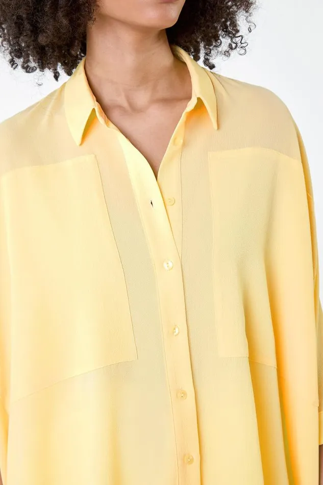 Lemon Relaxed Smart Stretch Shirt Women Roman Tops