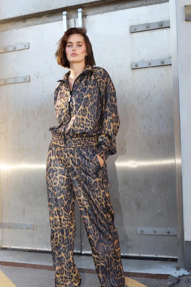 Leslie Track Jacket 8211 Hazy Leopard Women Cras Tops
