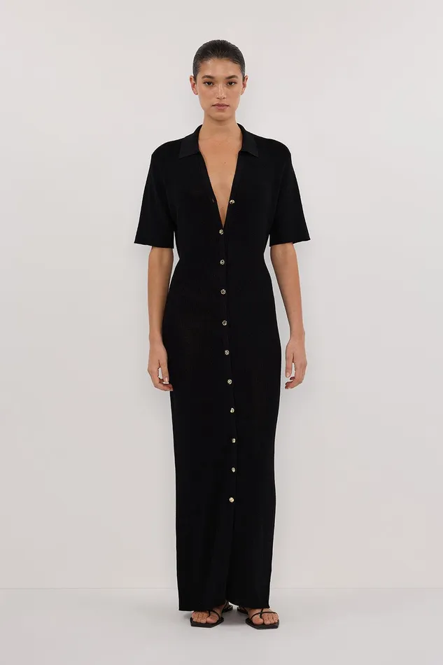 LIAM BLACK KNIT POLO MAXI DRESS Women DISSH Maxi Dresses