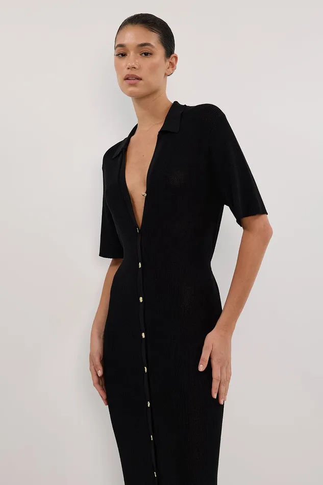 LIAM BLACK KNIT POLO MAXI DRESS Women DISSH Maxi Dresses