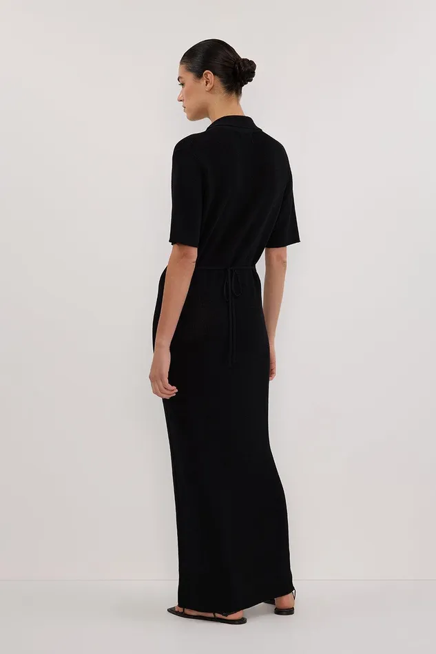LIAM BLACK KNIT POLO MAXI DRESS Women DISSH Maxi Dresses