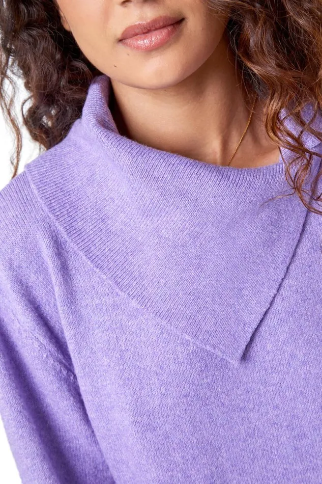 Lilac Split Neck Ribbed Knit Dress Women Roman Dresses