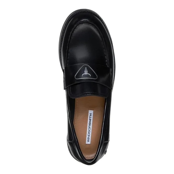 Loafers Women Windsor Smith POLITE BLACK LEATHER LOAFERS