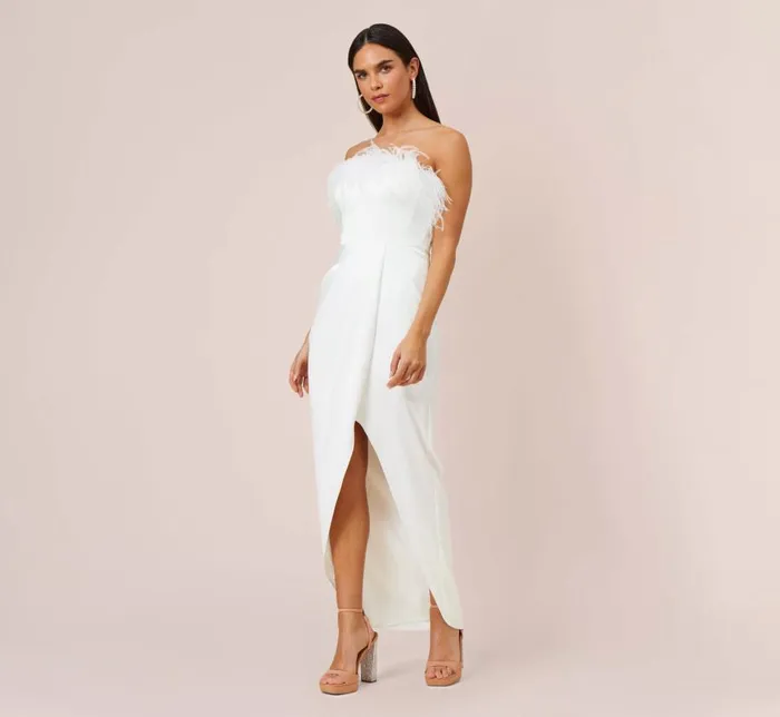 Long Dresses Womens Adrianna Papell Strapless Gown With Draped Skirt In Ivory