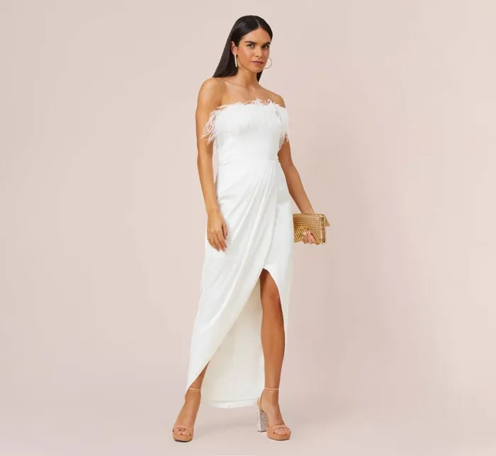 Long Dresses Womens Adrianna Papell Strapless Gown With Draped Skirt In Ivory