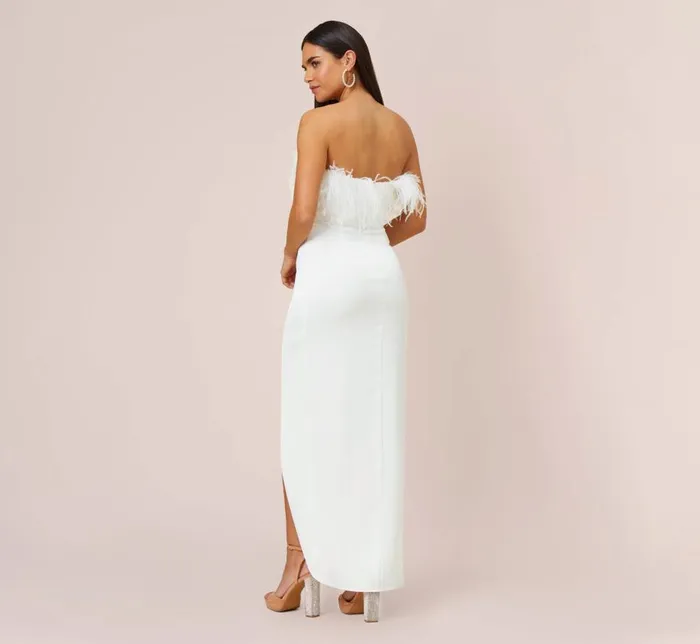 Long Dresses Womens Adrianna Papell Strapless Gown With Draped Skirt In Ivory