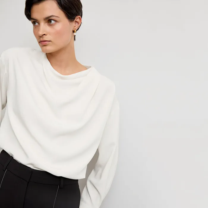 M M LaFleur Tops Women The Annmarie Drape Top 8211 Eco Soft Wave Ivory