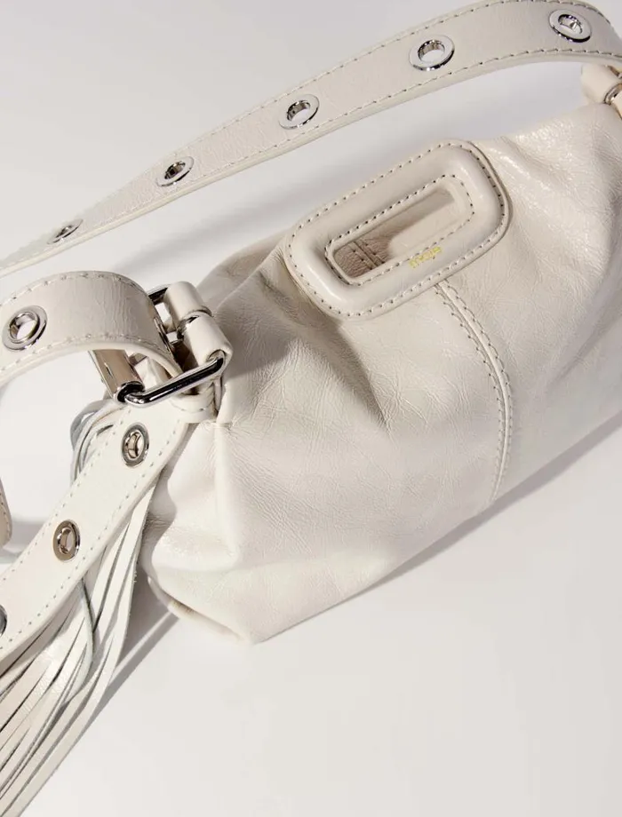 Maje Mini Bags Womens Crackle Leather Mini Miss M Bag White