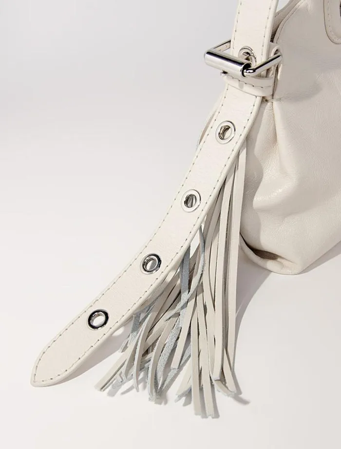 Maje Mini Bags Womens Crackle Leather Mini Miss M Bag White