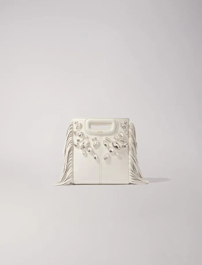 Maje Mini Bags Womens M Mini Leather Bag With Diamants White
