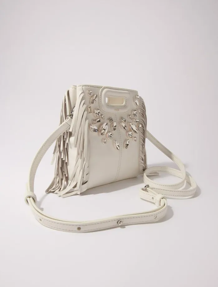 Maje Mini Bags Womens M Mini Leather Bag With Diamants White