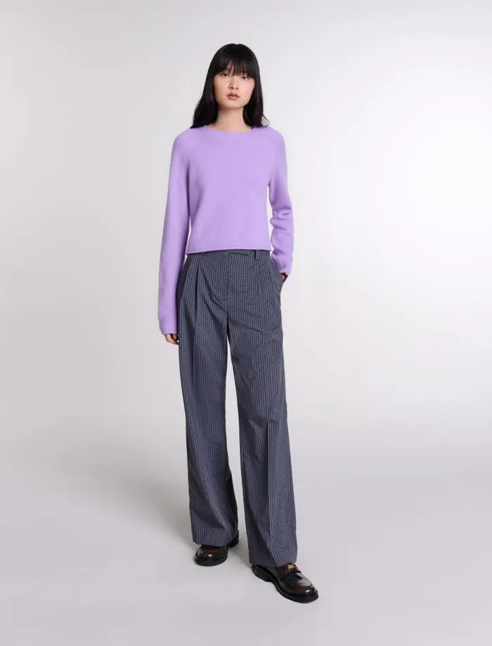Maje Pants and Jeans Womens Rhinestone Suit Trousers Gray Striped Tennis Rhinestone