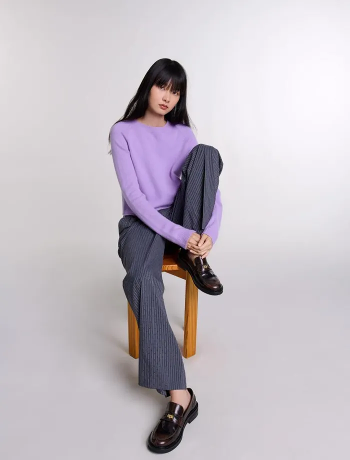 Maje Pants and Jeans Womens Rhinestone Suit Trousers Gray Striped Tennis Rhinestone