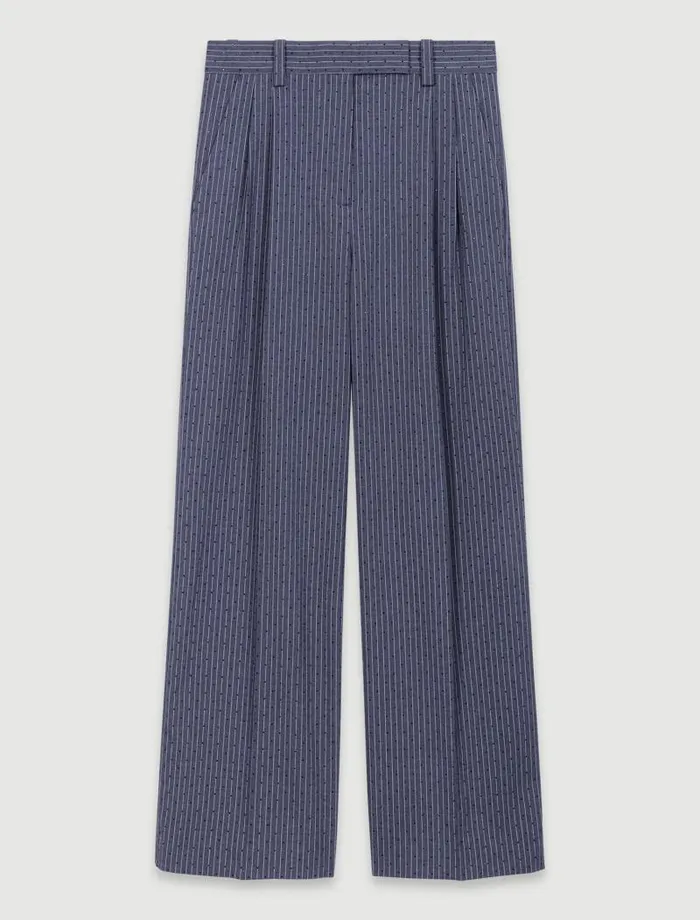 Maje Pants and Jeans Womens Rhinestone Suit Trousers Gray Striped Tennis Rhinestone