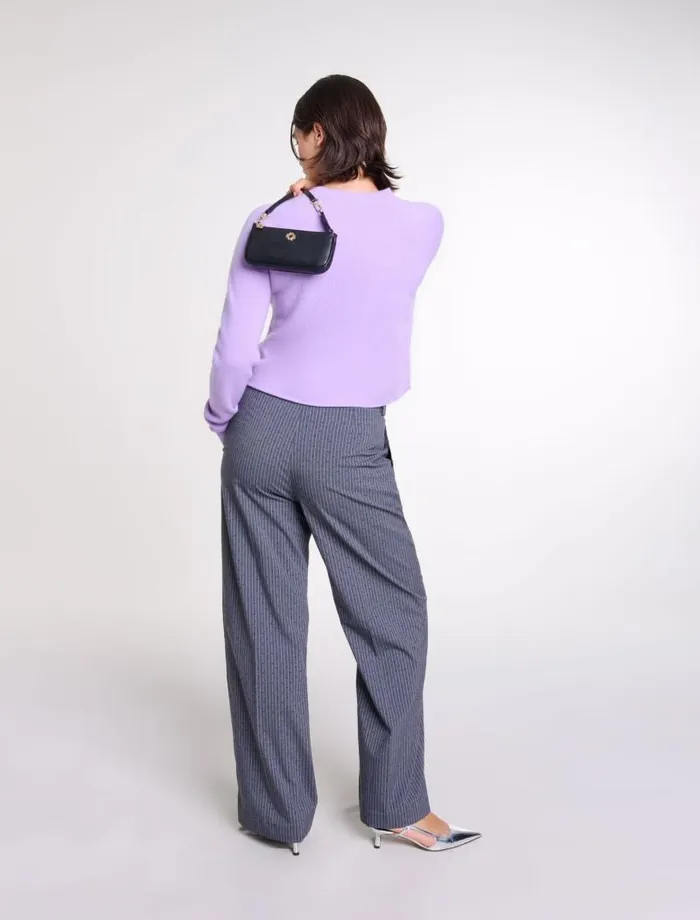 Maje Pants and Jeans Womens Rhinestone Suit Trousers Gray Striped Tennis Rhinestone