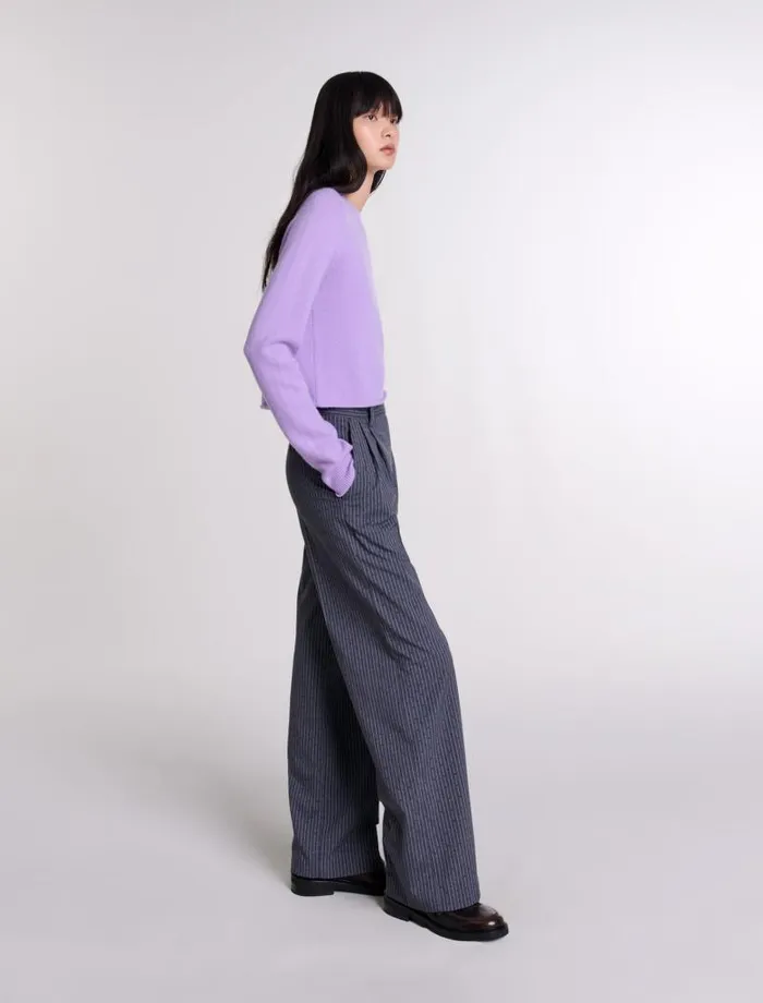 Maje Pants and Jeans Womens Rhinestone Suit Trousers Gray Striped Tennis Rhinestone