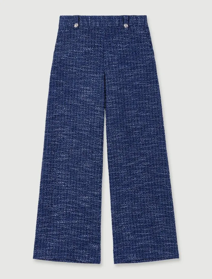 Maje Pants and Jeans Womens Wideleg Tweed Trousers Blue