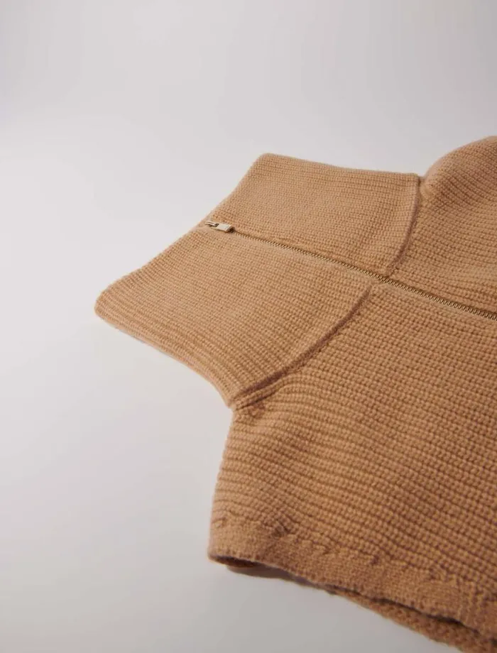 Maje Scarves and Ponchos Womens Cashmerewool Zipup Neck Warmer Camel
