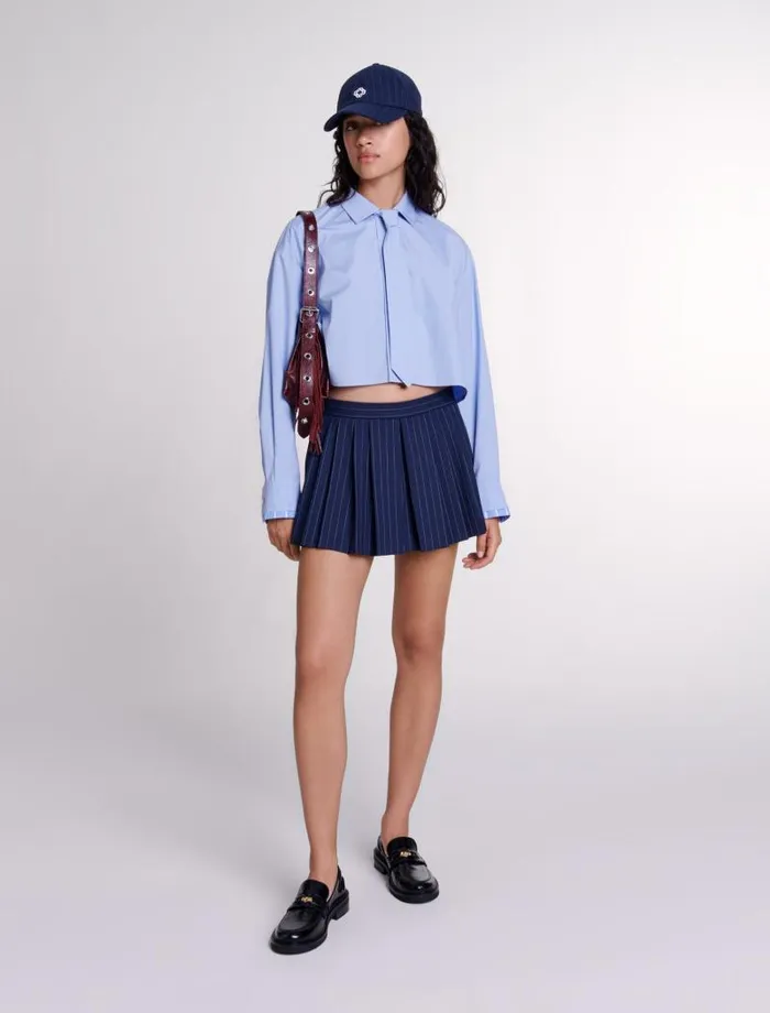 Maje Skirts and Shorts Womens Striped Layered Effect Shorts Navy Tennis Stripe