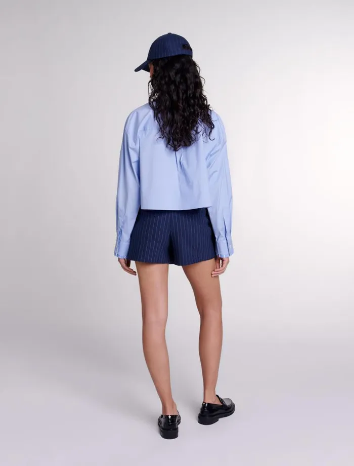 Maje Skirts and Shorts Womens Striped Layered Effect Shorts Navy Tennis Stripe