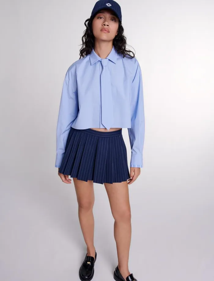 Maje Skirts and Shorts Womens Striped Layered Effect Shorts Navy Tennis Stripe