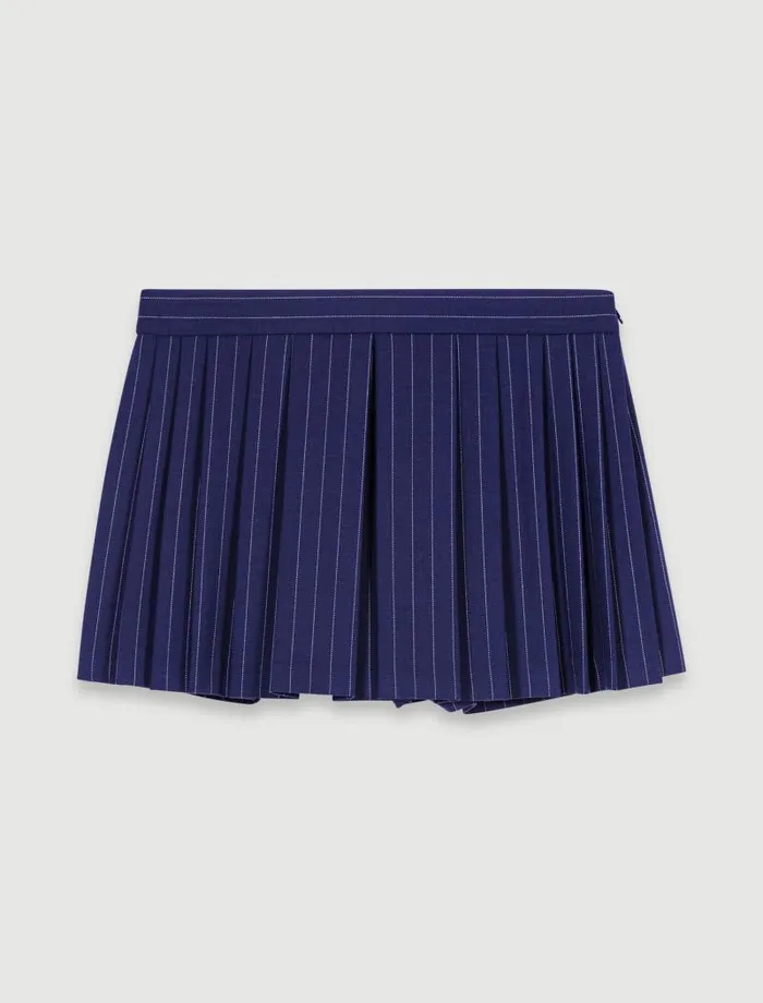 Maje Skirts and Shorts Womens Striped Layered Effect Shorts Navy Tennis Stripe