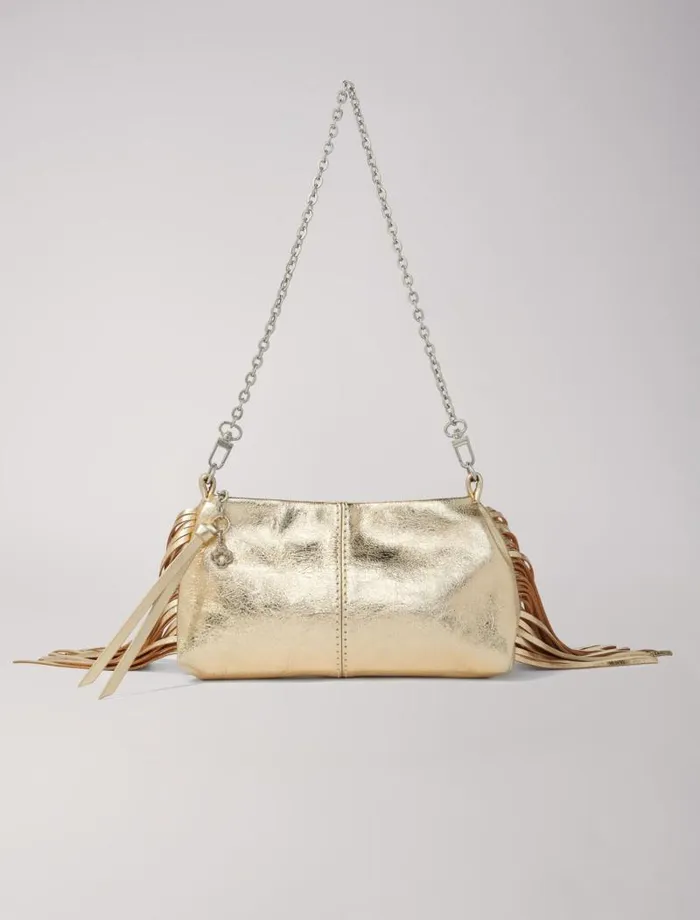 Maje Small Leather Goods Womens Metallic Leather Miss M Clutch Bag Gold