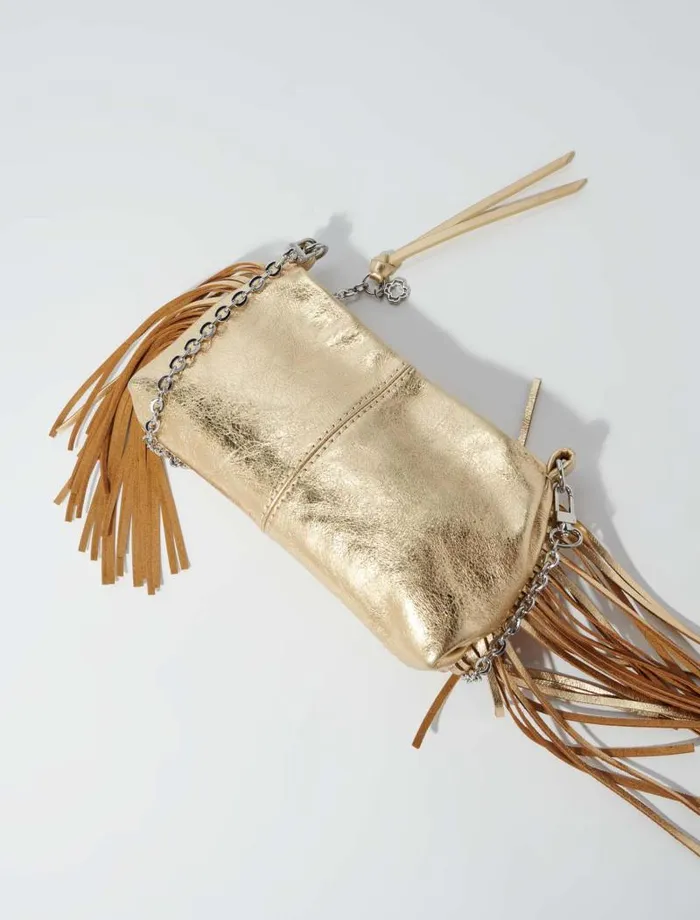 Maje Small Leather Goods Womens Metallic Leather Miss M Clutch Bag Gold
