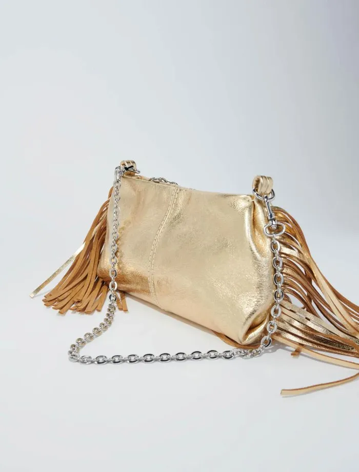 Maje Small Leather Goods Womens Metallic Leather Miss M Clutch Bag Gold