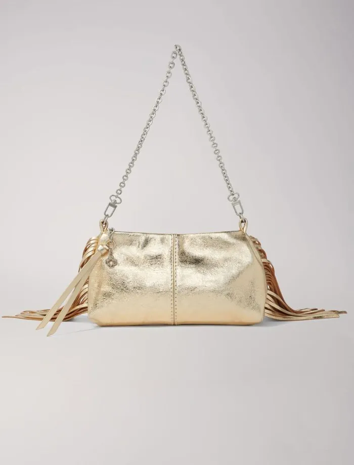 Maje Small Leather Goods Womens Metallic Leather Miss M Clutch Bag Gold