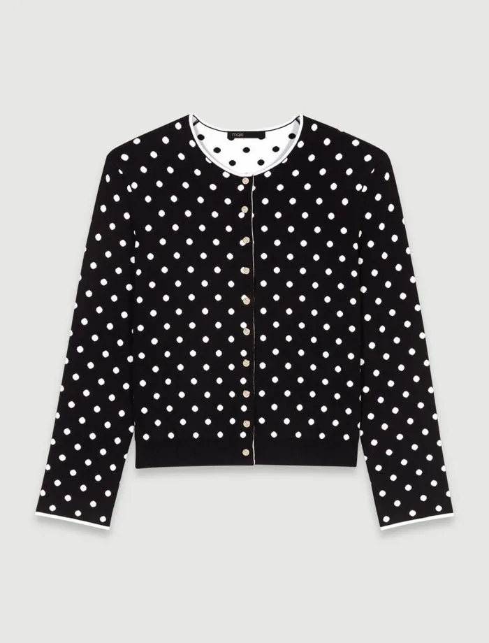Maje Sweaters and Cardigans Womens Fancy Knit Cardigan Blackwhite