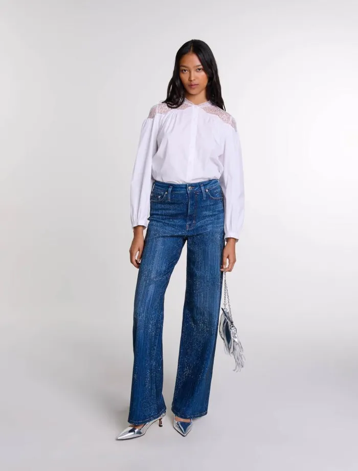 Maje Tops and Shirts Womens Lace Shirt White
