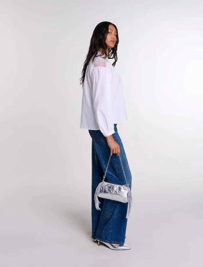 Maje Tops and Shirts Womens Lace Shirt White
