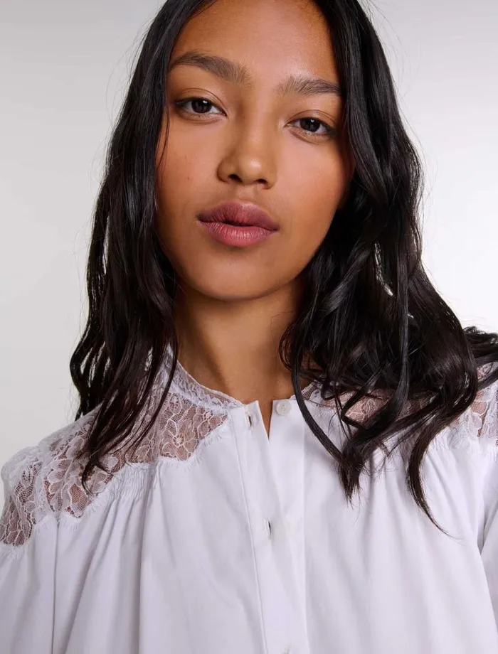 Maje Tops and Shirts Womens Lace Shirt White