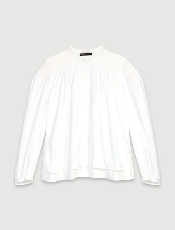 Maje Tops and Shirts Womens Lace Shirt White