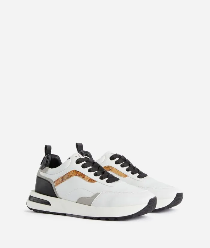 Man Sneakers and Ankle Boots Alviero Martini Geo Road Cambridge Faux Napa Leather Sneakers White